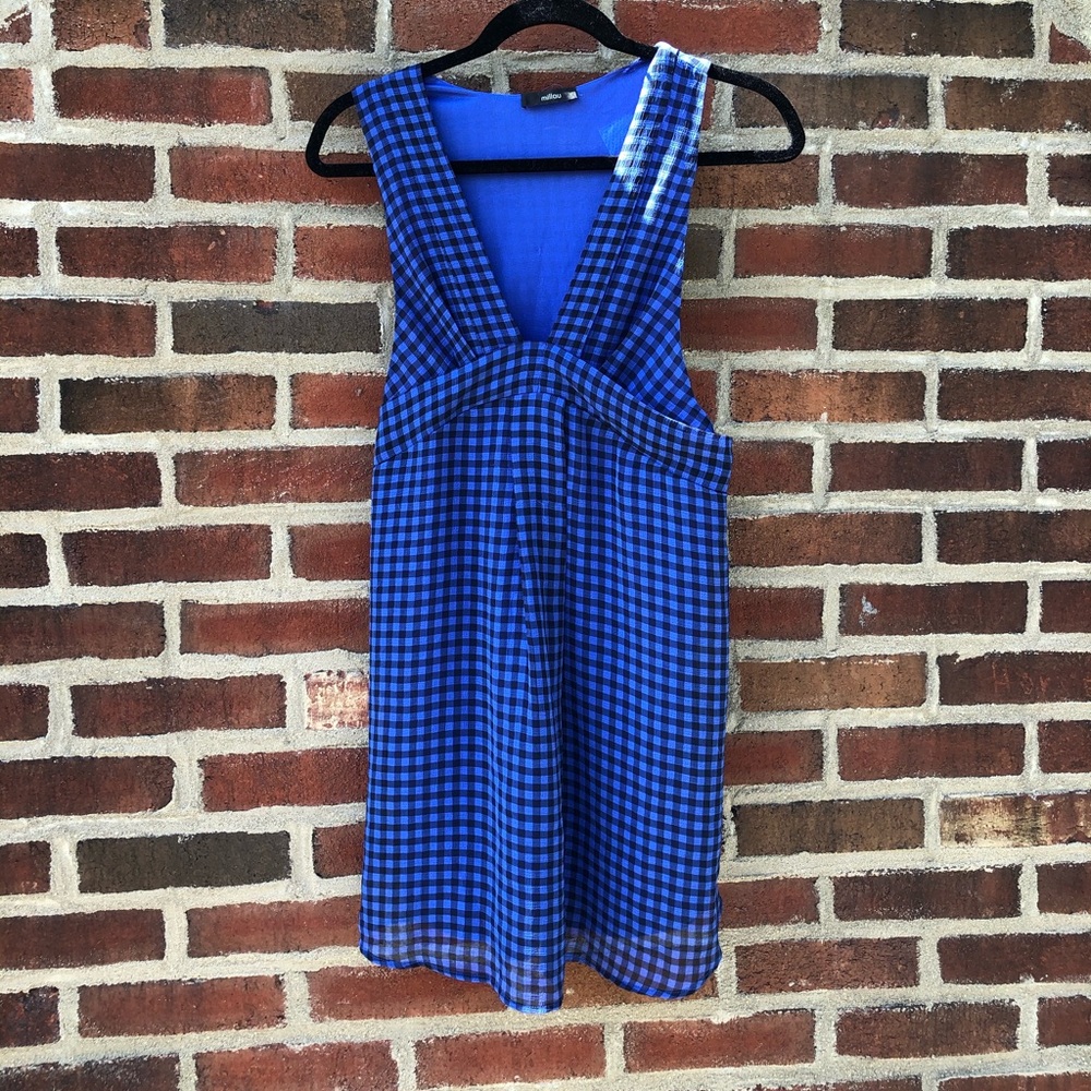 Black and Blue Plaid LF Mini Dress